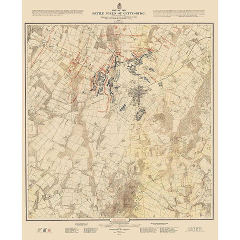 Gettysburg Battlefield First Days Battle Black Modern Wood Framed Art Print by Warren