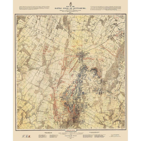 Gettysburg Battlefield Second Days Battle Black Modern Wood Framed Art Print by Warren