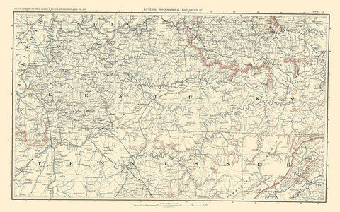 Illinois Indiana Kentucky Tennessee - Bien 1895 White Modern Wood Framed Art Print with Double Matting by Bien