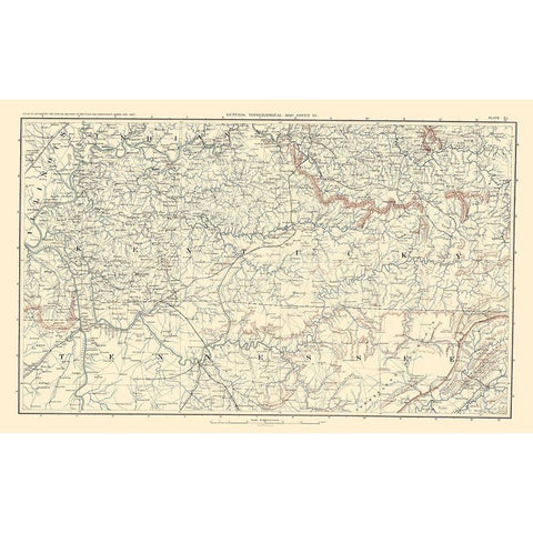 Illinois Indiana Kentucky Tennessee - Bien 1895 White Modern Wood Framed Art Print by Bien