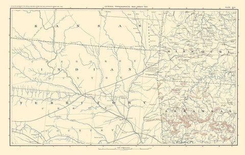 Kansas Indian Territory Missouri Arkansas White Modern Wood Framed Art Print with Double Matting by Bien