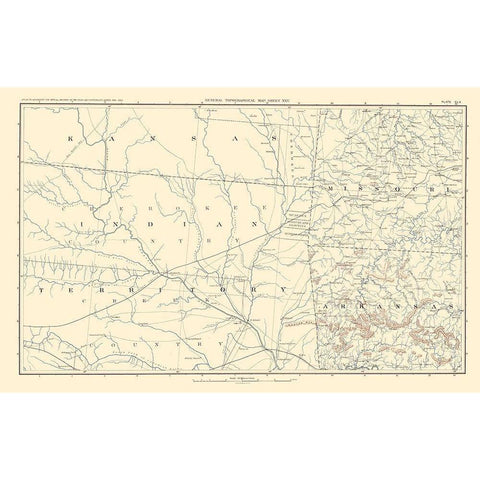 Kansas Indian Territory Missouri Arkansas Black Modern Wood Framed Art Print by Bien