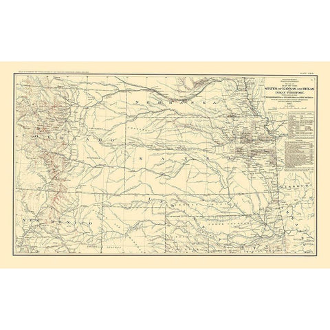 Central United States  - Bien 1895 Gold Ornate Wood Framed Art Print with Double Matting by Bien