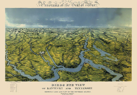 Kentucky Tennessee Panoramic - Bachmann  1861 White Modern Wood Framed Art Print with Double Matting by Bachmann