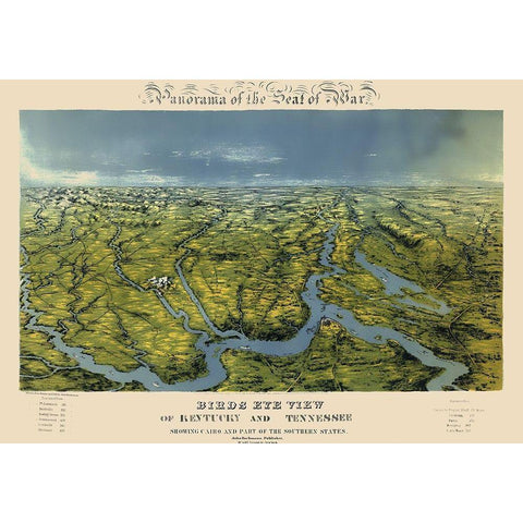 Kentucky Tennessee Panoramic - Bachmann  1861 Gold Ornate Wood Framed Art Print with Double Matting by Bachmann