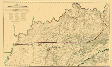 Kentucky Tennessee Military - Swann 1865 White Modern Wood Framed Art Print with Double Matting by Swann