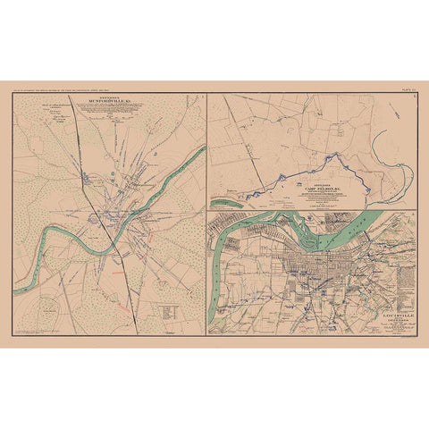 Defenses Munfordville Camp Nelson Louisville Black Modern Wood Framed Art Print with Double Matting by Lamont