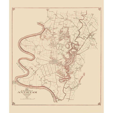 Antietam Battlefield  - Stearns 1894 Gold Ornate Wood Framed Art Print with Double Matting by Stearns