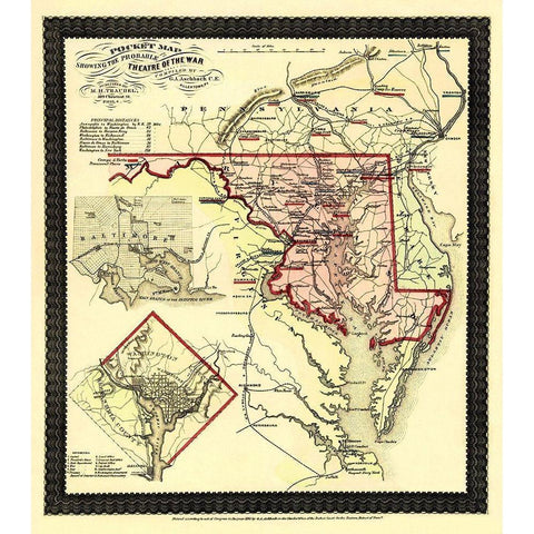 Theatre of War Maryland - Traubel 1861 Black Modern Wood Framed Art Print with Double Matting by Traubel