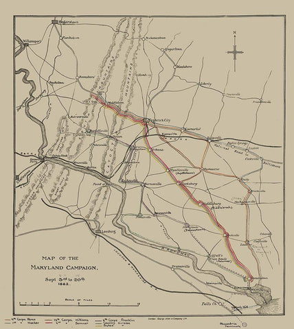 Maryland Campaign - Sheppard 1862 White Modern Wood Framed Art Print with Double Matting by Sheppard