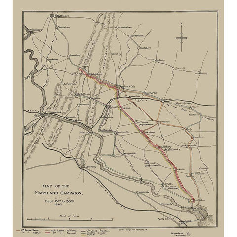 Maryland Campaign - Sheppard 1862 Black Modern Wood Framed Art Print with Double Matting by Sheppard