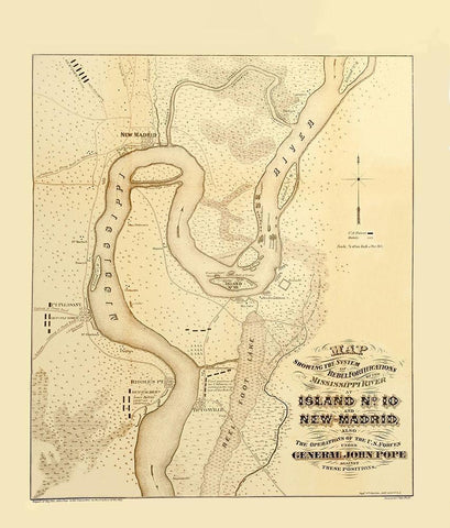 Mississippi River Island Number 10 New Madrid Black Ornate Wood Framed Art Print with Double Matting by Hoelcke