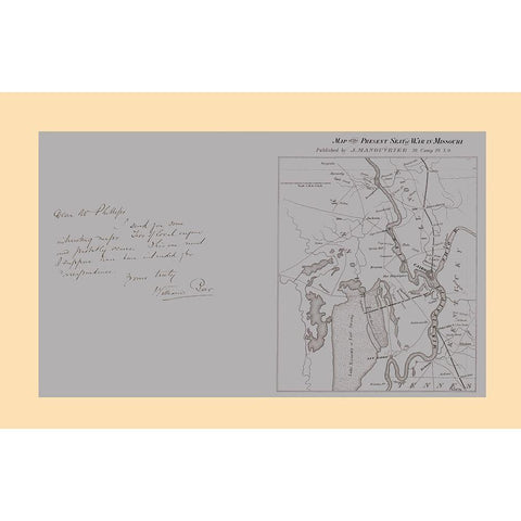 Seat of War Missouri - Manouvrier 1862 Gold Ornate Wood Framed Art Print with Double Matting by Manouvrier