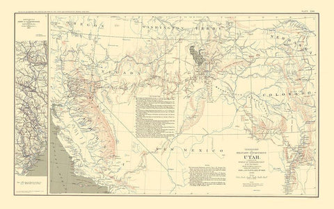Military Dep Utah March Routes Georgia S. Carolina Black Ornate Wood Framed Art Print with Double Matting by Bien