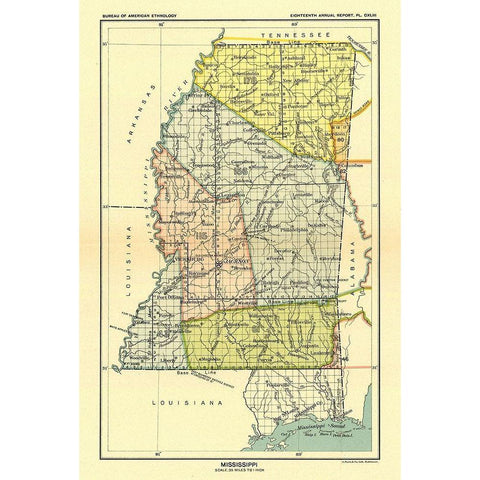 Mississippi - Hoen 1896 White Modern Wood Framed Art Print by Hoen