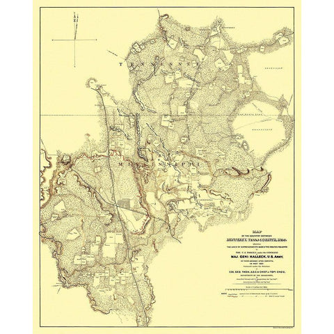 Monterey Tennessee Corinth Mississippi - Bien 1862 White Modern Wood Framed Art Print by Bien