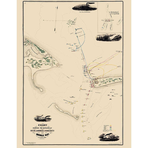 Entrance Admiral Farragut Into Mobile Bay White Modern Wood Framed Art Print by Weir