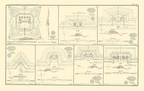 Alabama Defenses - Bien 1895 White Modern Wood Framed Art Print with Double Matting by Bien