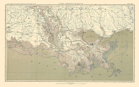 Mississippi Delta Region - Bien 1895 White Modern Wood Framed Art Print with Double Matting by Bien