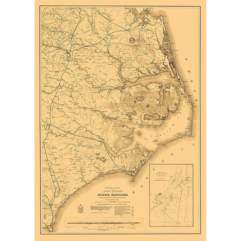 Eastern Portion North Carolina Military Black Modern Wood Framed Art Print with Double Matting by Fillmore