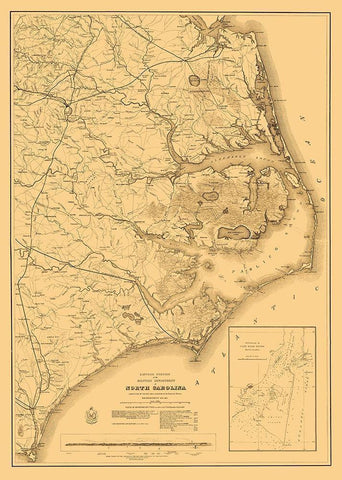 Eastern Portion North Carolina Military White Modern Wood Framed Art Print with Double Matting by Fillmore