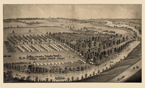 Gaylords Grove Cuyahoga Falls Ohio Army Camp White Modern Wood Framed Art Print with Double Matting by Beck