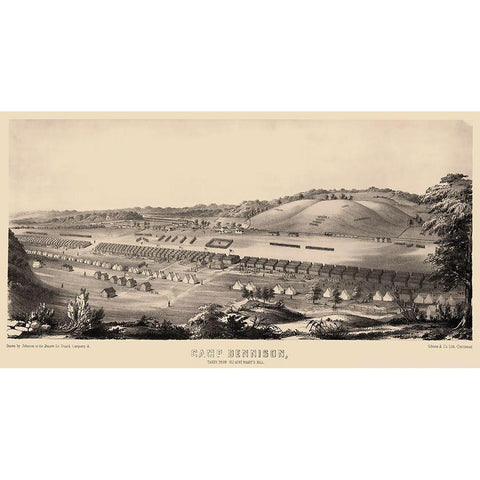 Camp Dennison Ohio - Johnson 1860s White Modern Wood Framed Art Print by Johnson