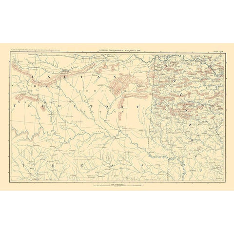 Indian Territory Arkansas Texas - Bien 1895 Black Modern Wood Framed Art Print by Bien