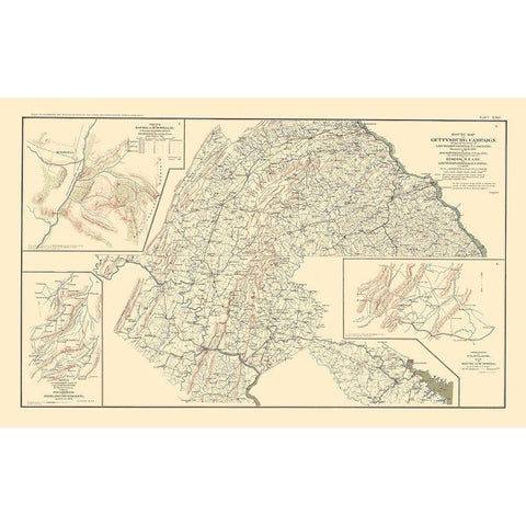 Route Battle Scout Sketches  - Hotchkiss 1895 Black Modern Wood Framed Art Print by Hotchkiss