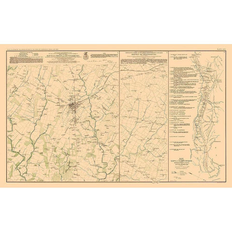 Battle Positions of Gettysburg - Bien 1894 White Modern Wood Framed Art Print by Bien
