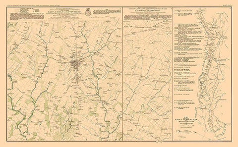 Battle Positions of Gettysburg - Bien 1894 Black Ornate Wood Framed Art Print with Double Matting by Bien
