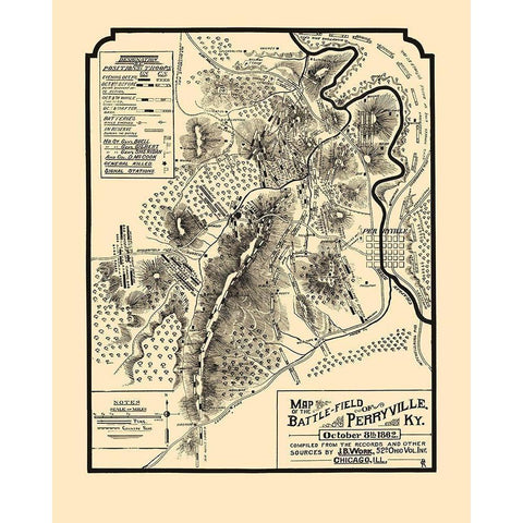 Battlefield of Perryville Kentucky - Work 1882 Black Modern Wood Framed Art Print by Work