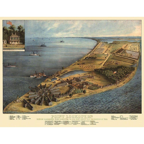 Point Lookout Maryland - Everett 1863 Black Modern Wood Framed Art Print by Everett