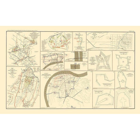 Positions Defenses Battlefields - Bien 1895 Black Modern Wood Framed Art Print with Double Matting by Bien