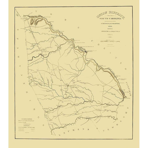 Union District South Carolina - Thompson 1825 Black Modern Wood Framed Art Print by Thompson