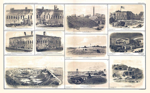 Fort Sumter Charleston South Carolina - Bien 1894 Black Ornate Wood Framed Art Print with Double Matting by Bien