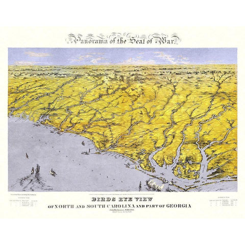 Carolinas Part of Georgia - Bachmann 1861 Black Modern Wood Framed Art Print with Double Matting by Bachmann