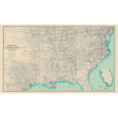 Railroad Southern States Connections Philadelphia White Modern Wood Framed Art Print by Kimber