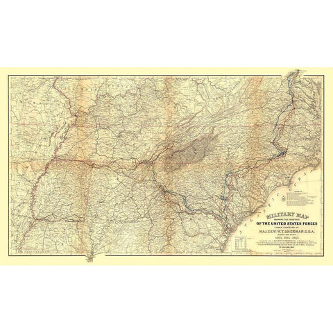 Militia of Shermans Marches - Sherman 1865 Black Modern Wood Framed Art Print with Double Matting by Sherman