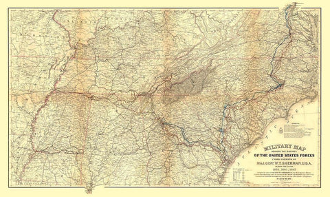 Militia of Shermans Marches - Sherman 1865 Black Ornate Wood Framed Art Print with Double Matting by Sherman