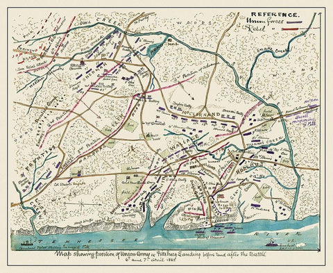 Shiloh Battlefield Tennessee - 1862 Black Ornate Wood Framed Art Print with Double Matting by Unknown