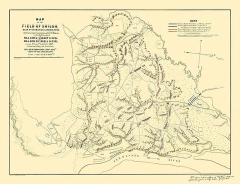 Field of Shiloh Tennessee  - Matz 1862 White Modern Wood Framed Art Print with Double Matting by Matz