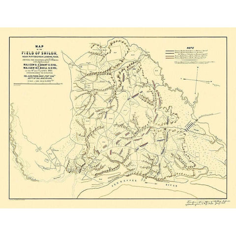 Field of Shiloh Tennessee  - Matz 1862 Black Modern Wood Framed Art Print by Matz