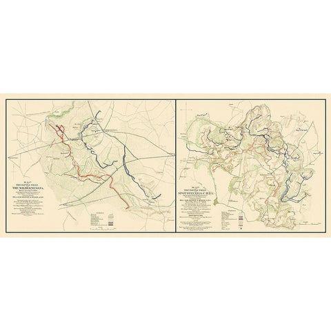 Spotsylvania Wilderness Battlefields Gold Ornate Wood Framed Art Print with Double Matting by Unknown