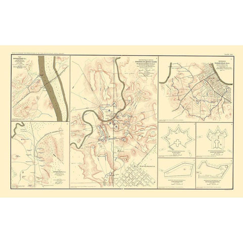 Defenses Forts Tennessee Alabama - Bien 1895 Black Modern Wood Framed Art Print with Double Matting by Bien