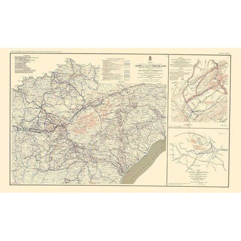 Campaigns Operations Tennessee Virginia - Bien Black Modern Wood Framed Art Print with Double Matting by Bien