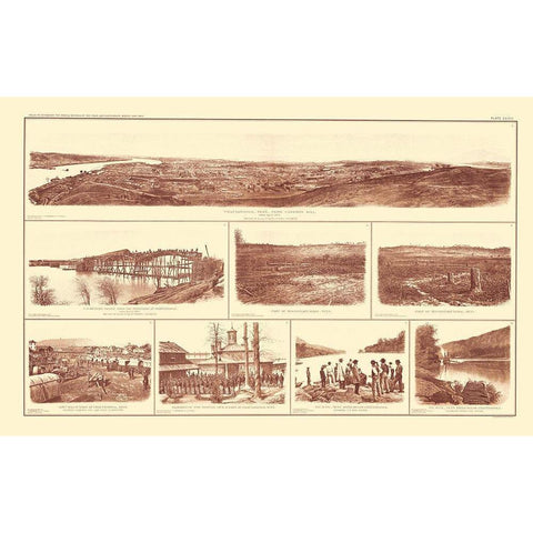 Buildings Forts Tennessee - Bien 1895 Gold Ornate Wood Framed Art Print with Double Matting by Bien
