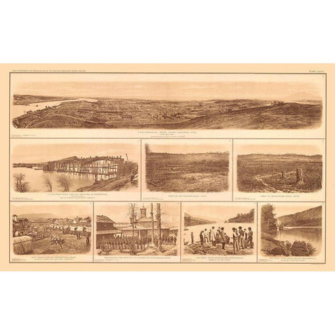 Chattanooga - Tennessee - Lamont 1894 Gold Ornate Wood Framed Art Print with Double Matting by Unknown