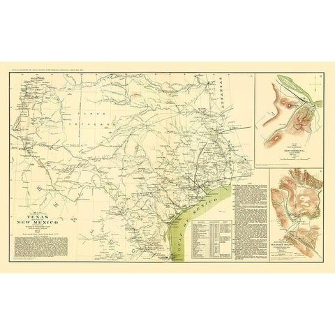 Texas Part of New Mexico - US Army Corps 1857 Gold Ornate Wood Framed Art Print with Double Matting by US Army Corps