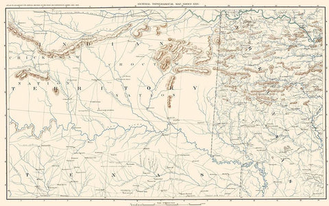 Texas Arkansas Indian Territory Sheet - Bien 1891 Black Ornate Wood Framed Art Print with Double Matting by Bien